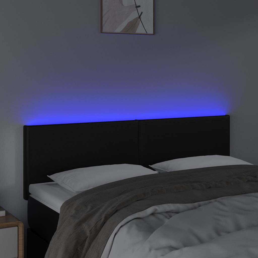 Fekete műbőr LED-es fejtámla 144 x 5 x 78/88 cm 3
