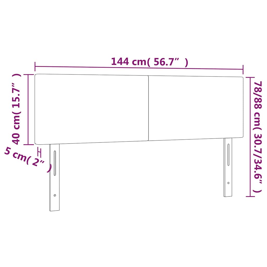 Fekete műbőr LED-es fejtámla 144 x 5 x 78/88 cm 6