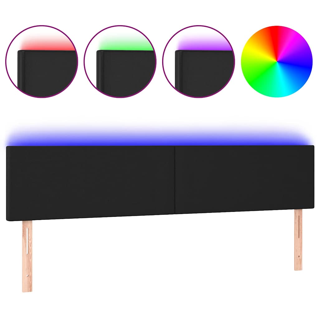 Fekete műbőr LED-es fejtámla 180 x 5 x 78/88 cm 2