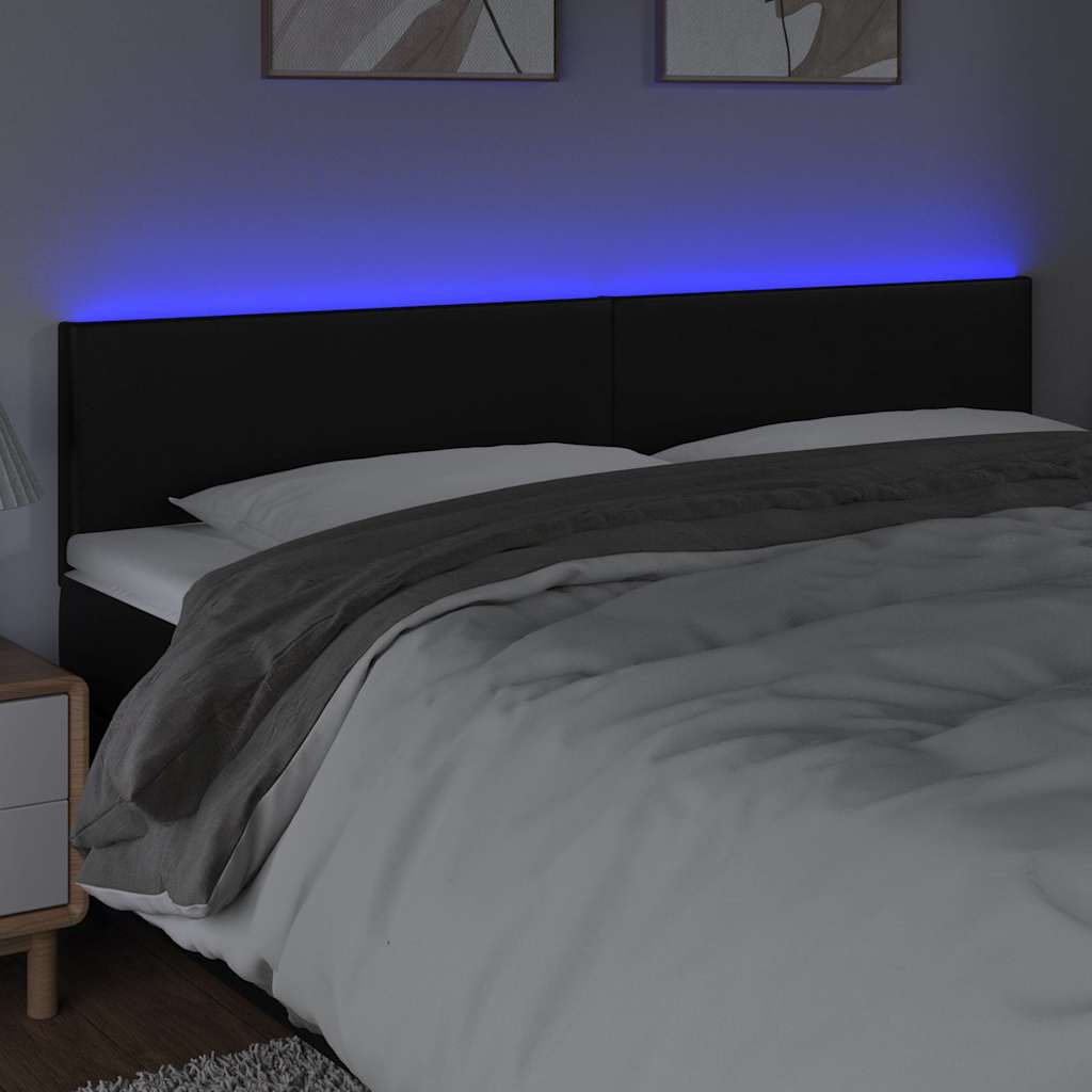 Fekete műbőr LED-es fejtámla 180 x 5 x 78/88 cm 3