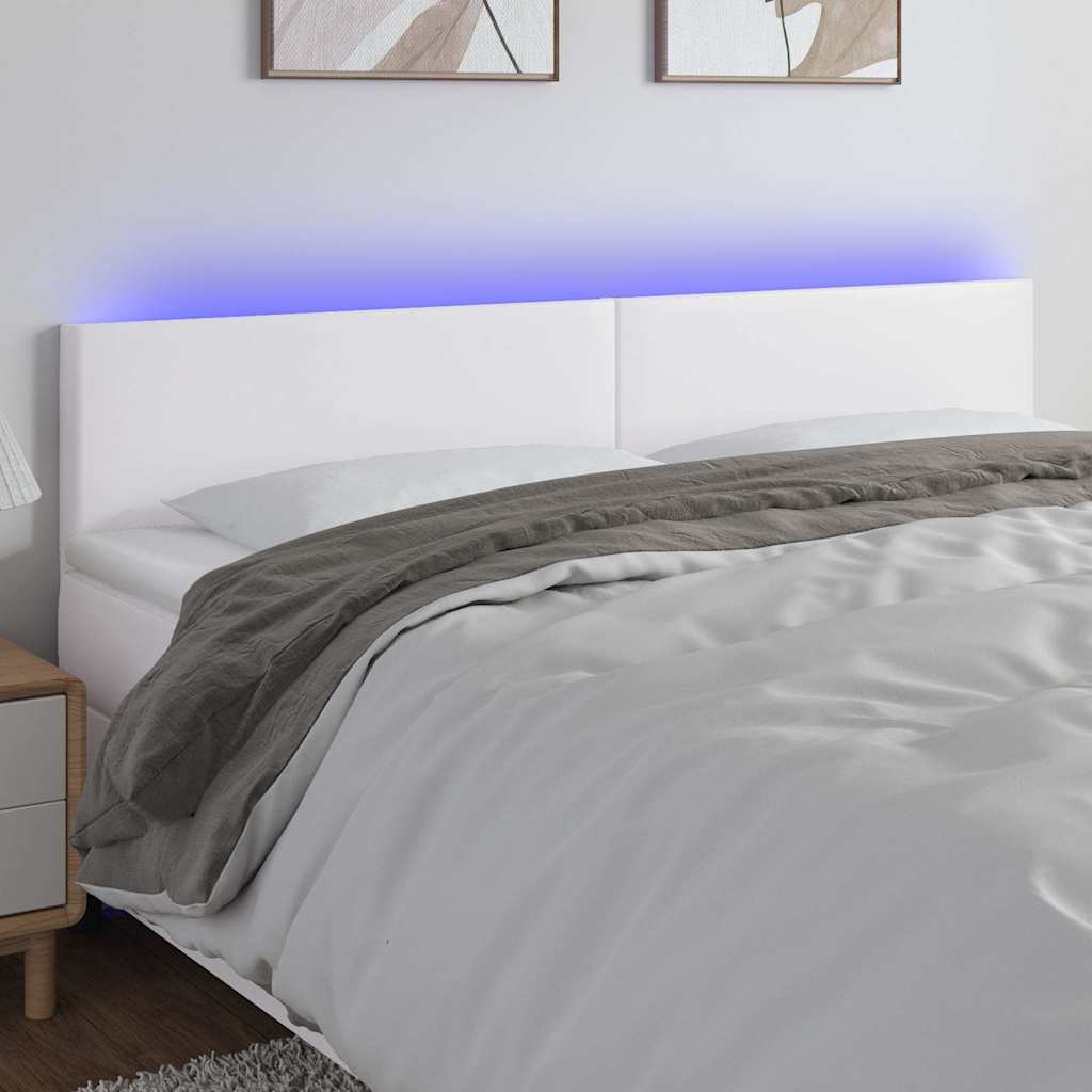Fehér műbőr LED-es fejtámla 200 x 5 x 78/88 cm