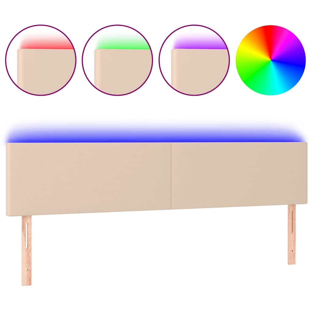 Cappuccino színű műbőr LED-es fejtámla 200 x 5 x 78/88 cm 2