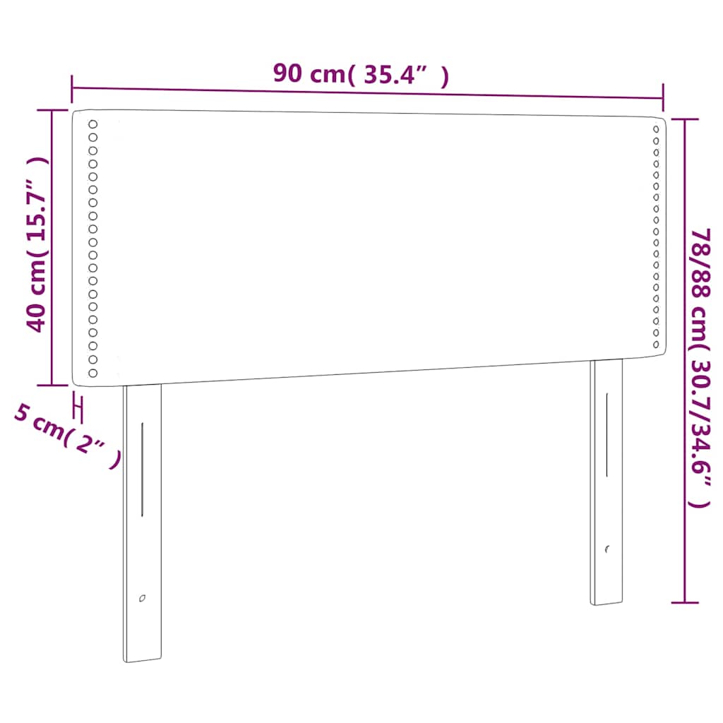 Sötétszürke szövet LED-es fejtámla 90x5x78/88 cm 6