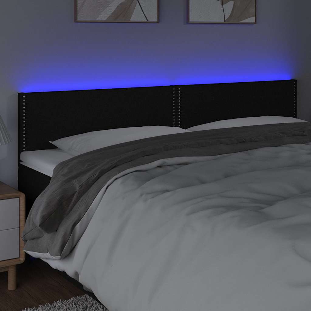 Fekete szövet LED-es fejtámla 180x5x78/88 cm 3