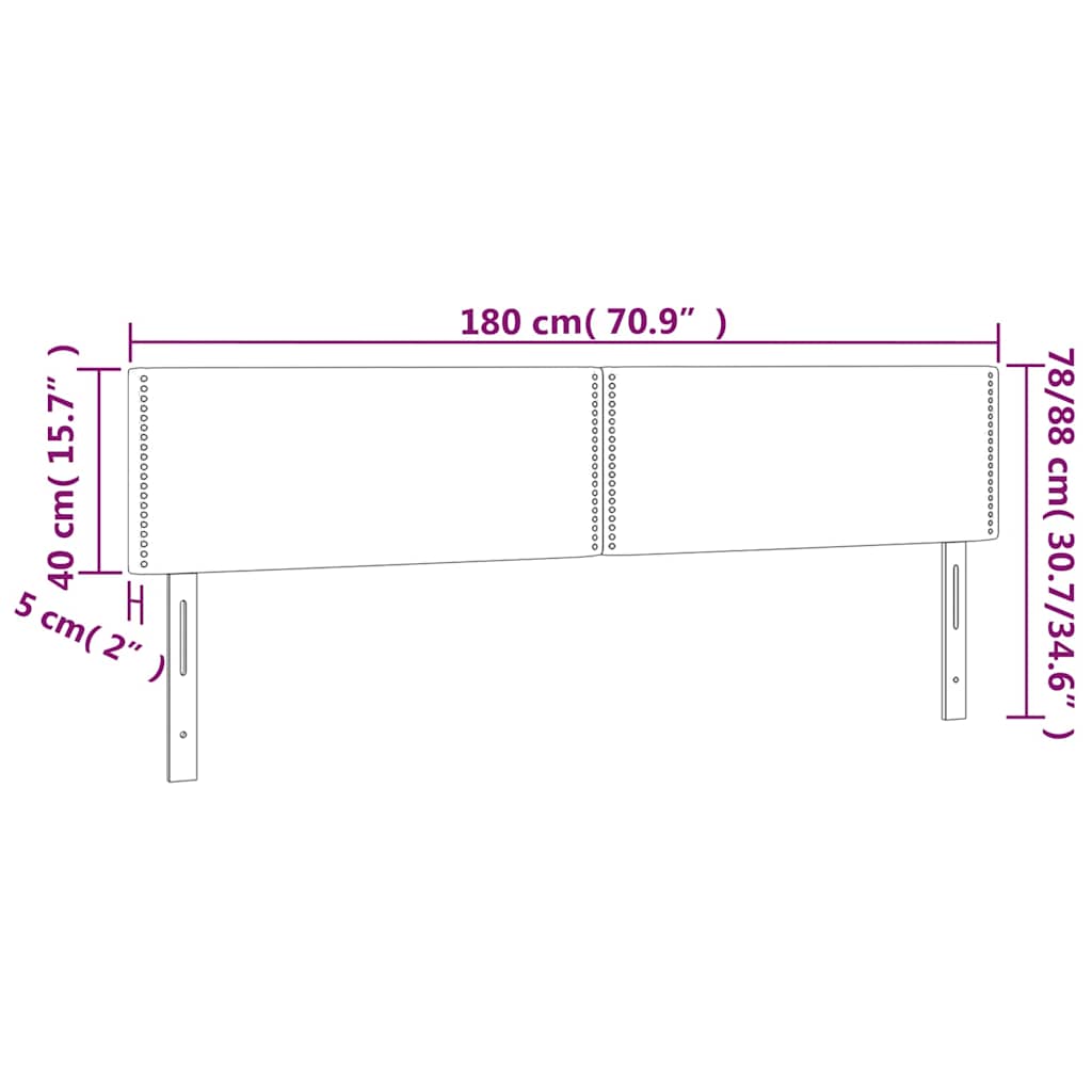 Fekete szövet LED-es fejtámla 180x5x78/88 cm 6