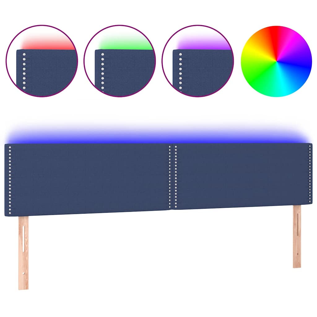 Kék szövet LED-es fejtámla 200x5x78/88 cm 2