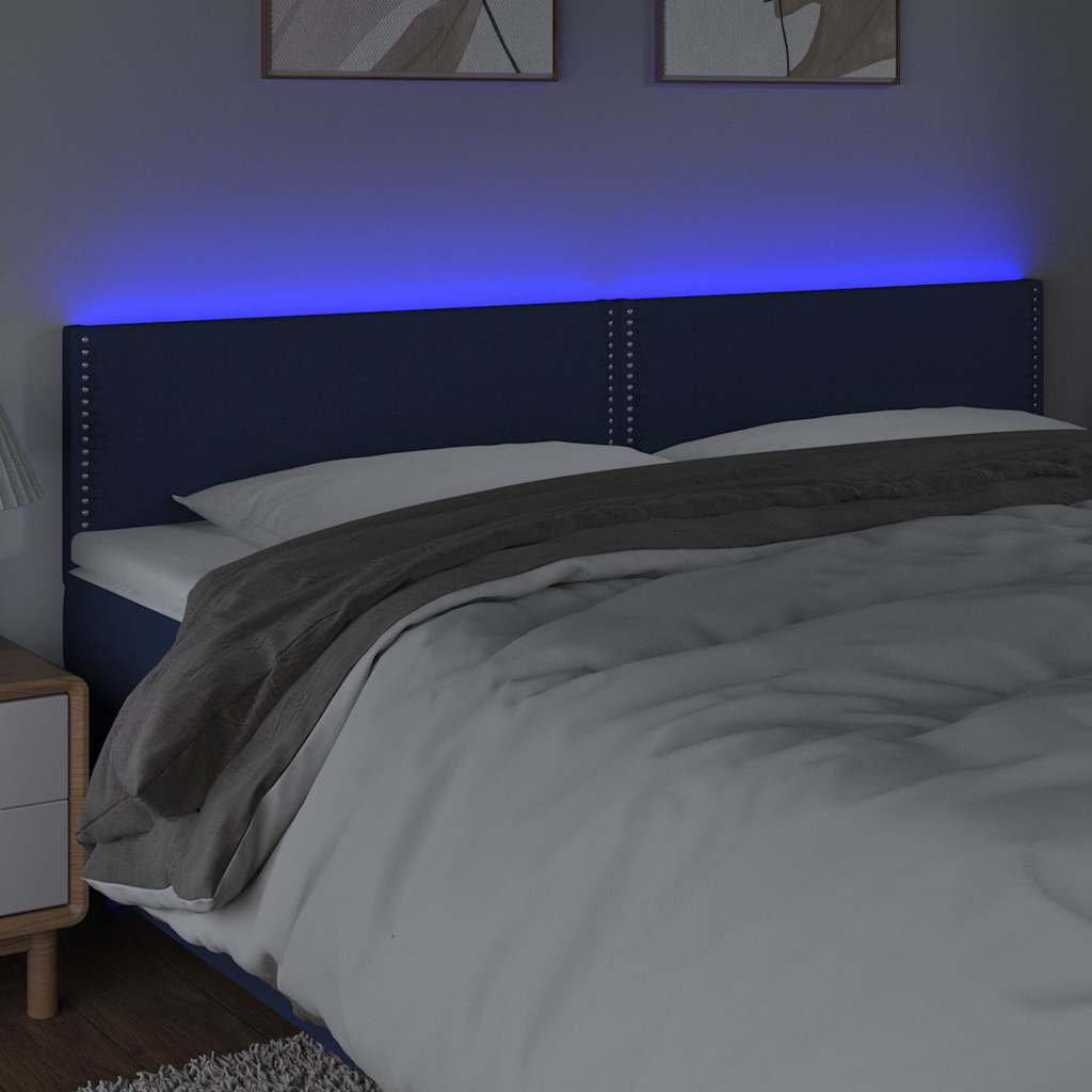 Kék szövet LED-es fejtámla 200x5x78/88 cm 3
