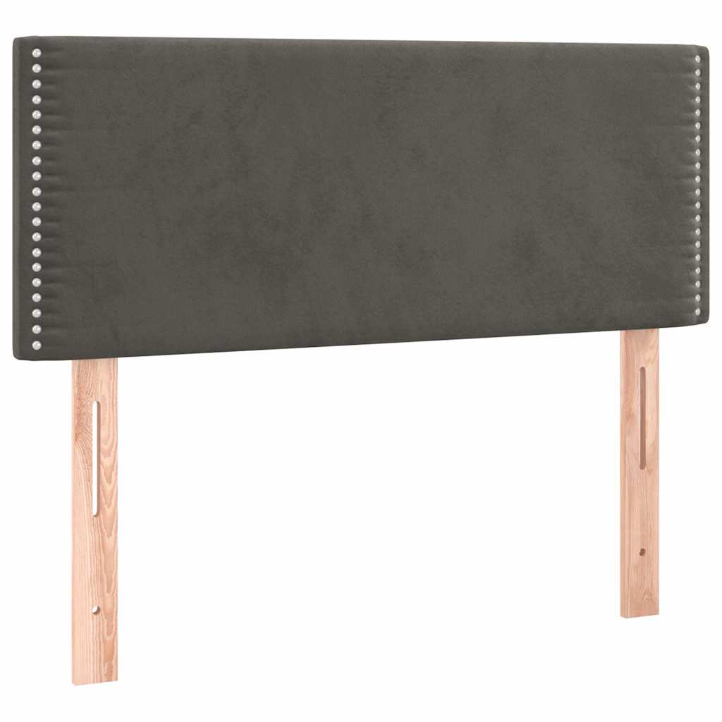 Sötétszürke bársony LED-es fejtámla 90x5x78/88 cm 4