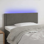 Sötétszürke bársony LED-es fejtámla 90x5x78/88 cm
