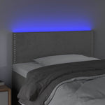 Világosszürke bársony LED-es fejtámla 100x5x78/88 cm 3