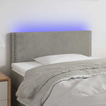 Világosszürke bársony LED-es fejtámla 100x5x78/88 cm