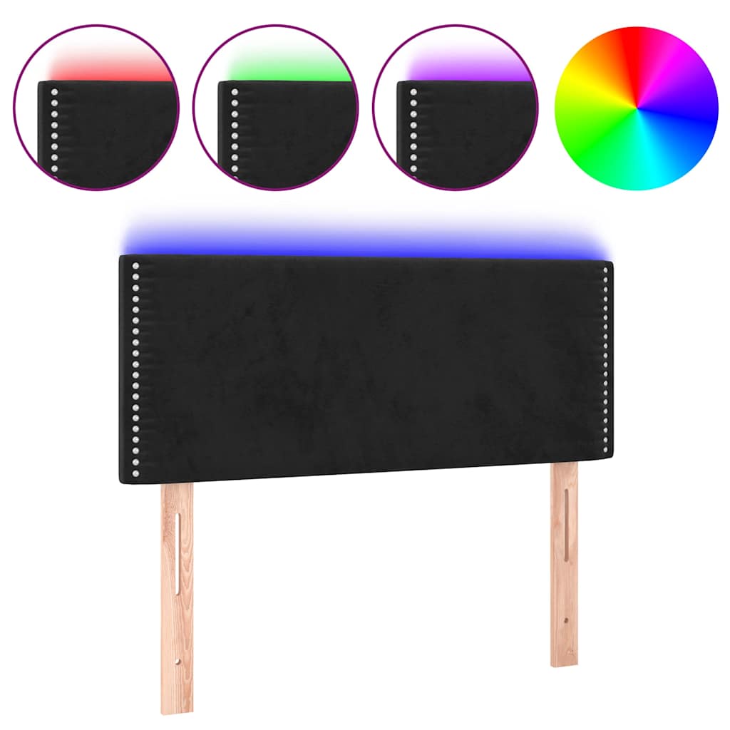 Fekete bársony LED-es fejtámla 100x5x78/88 cm 2