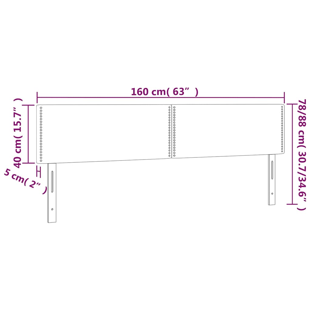 Rózsaszín bársony LED-es fejtámla 160x5x78/88 cm 6
