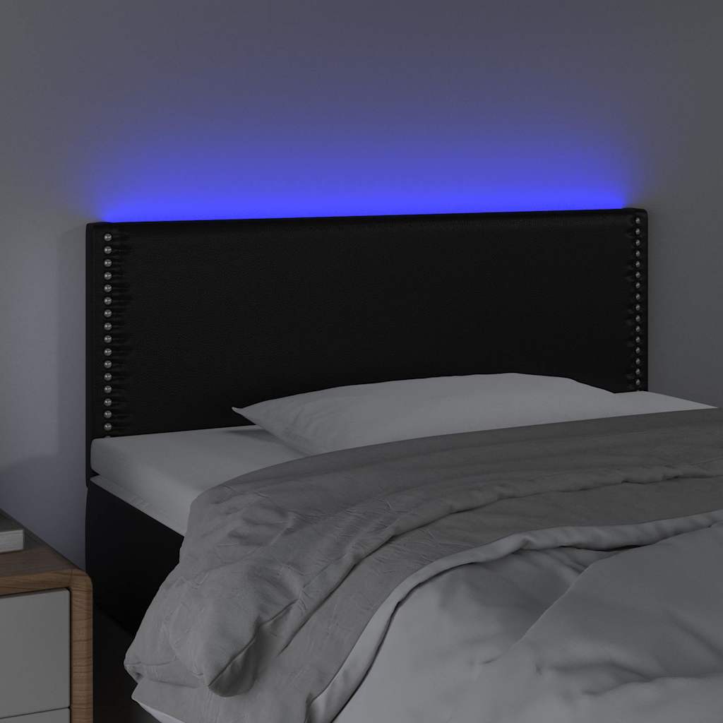 Fekete műbőr LED-es fejtámla 80 x 5 x 78/88 cm 3