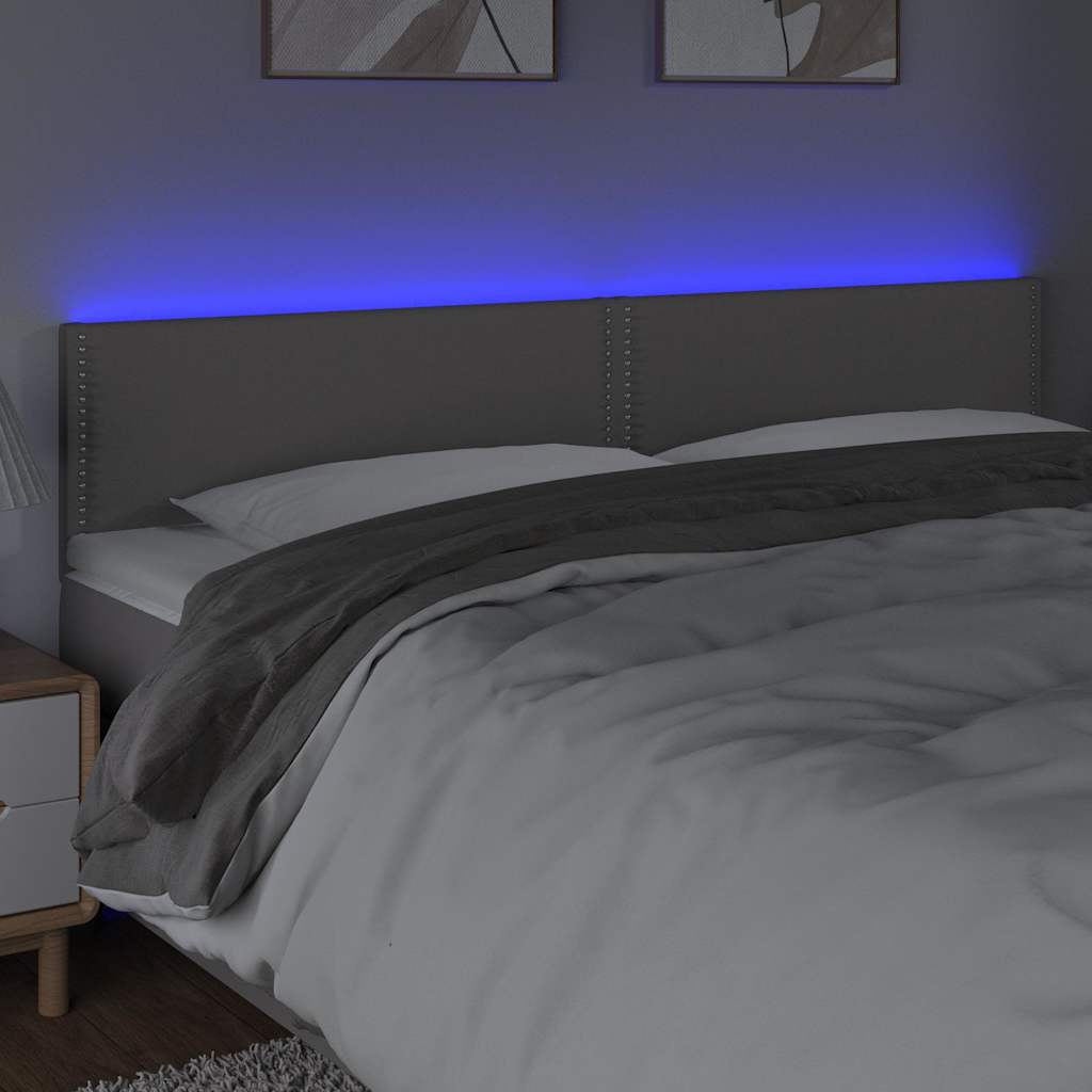 Szürke műbőr LED-es fejtámla 200 x 5 x 78/88 cm 3