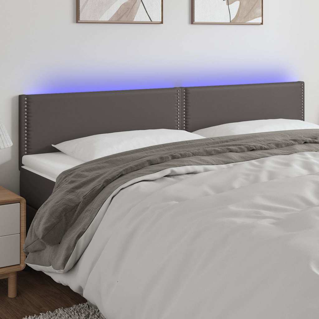 Szürke műbőr LED-es fejtámla 200 x 5 x 78/88 cm