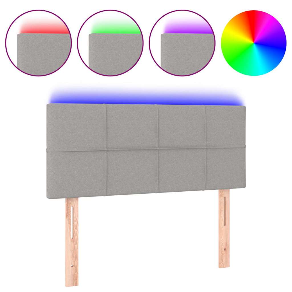 Világosszürke szövet LED-es fejtámla 80 x 5 x 78/88 cm 2