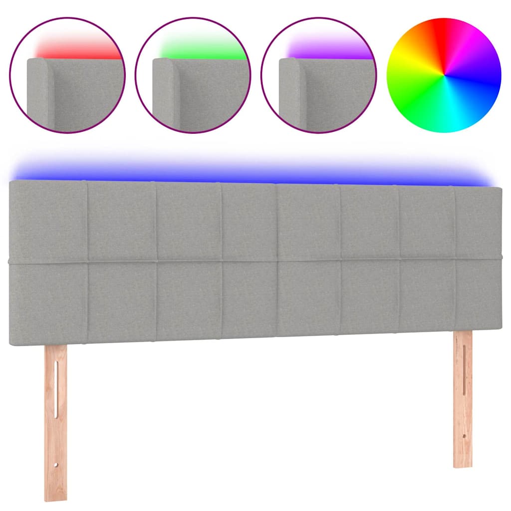 Világosszürke szövet LED-es fejtámla 144 x 5 x 78/88 cm 2