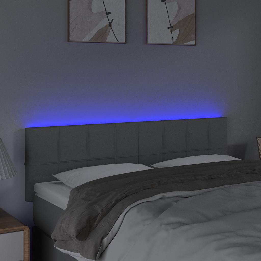 Világosszürke szövet LED-es fejtámla 144 x 5 x 78/88 cm 3