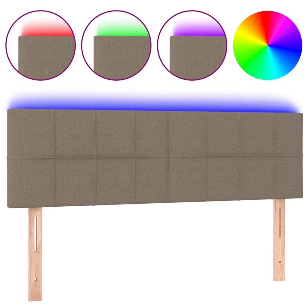 Tópszínű szövet LED-es fejtámla 144x5x78/88 cm 2