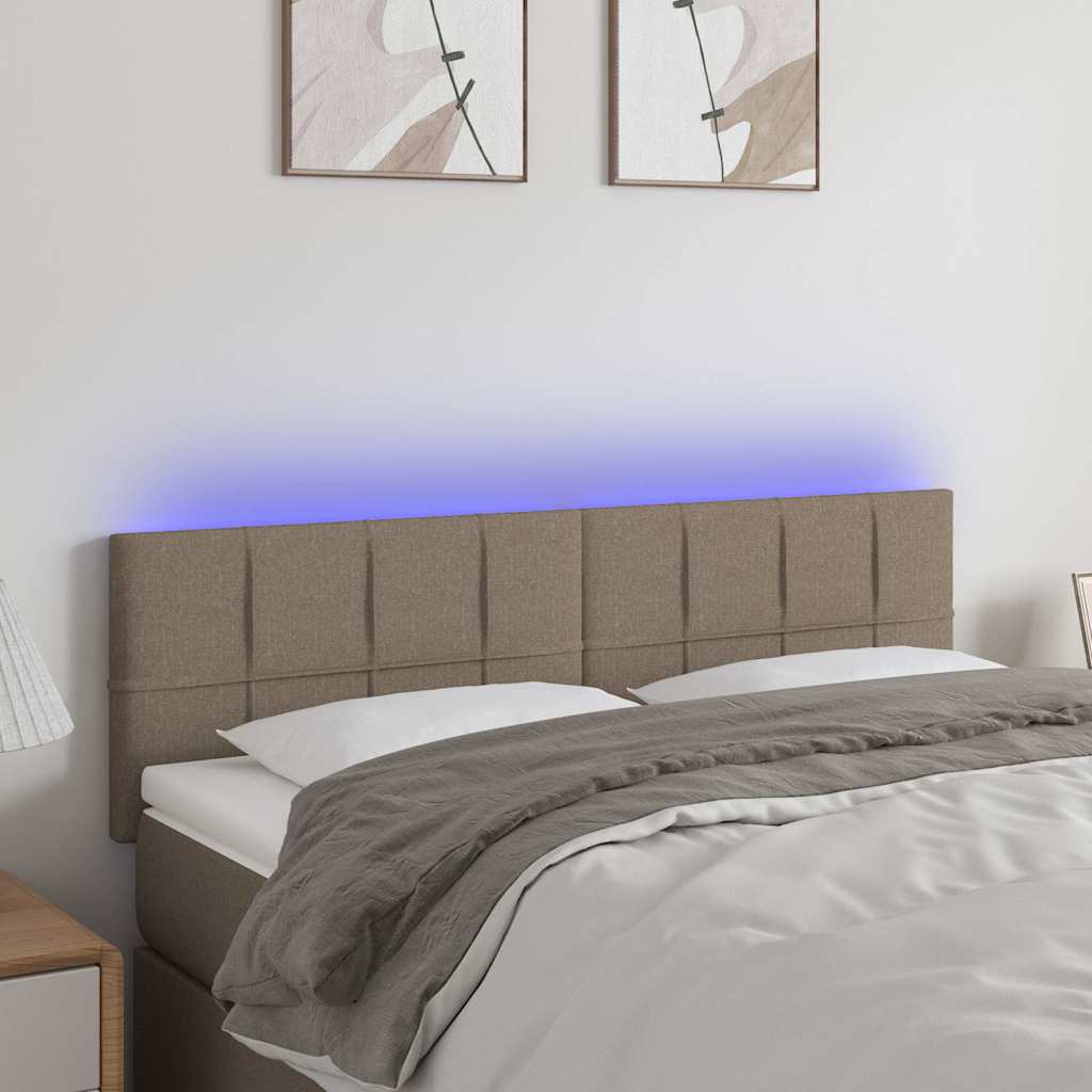 Tópszínű szövet LED-es fejtámla 144x5x78/88 cm