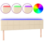 Krémszínű szövet LED-es fejtámla 160x5x78/88 cm 2
