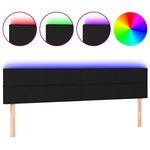 Fekete szövet LED-es fejtámla 180x5x78/88 cm 2