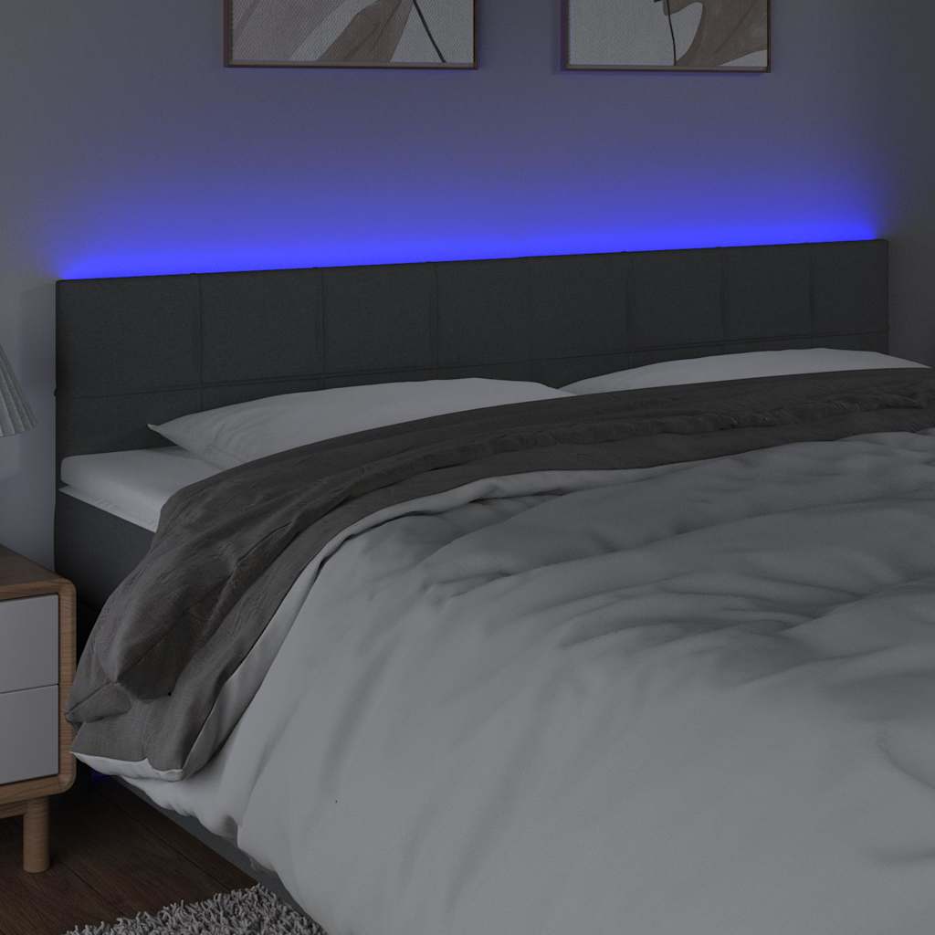 Sötétszürke szövet LED-es fejtámla 200x5x78/88 cm 3