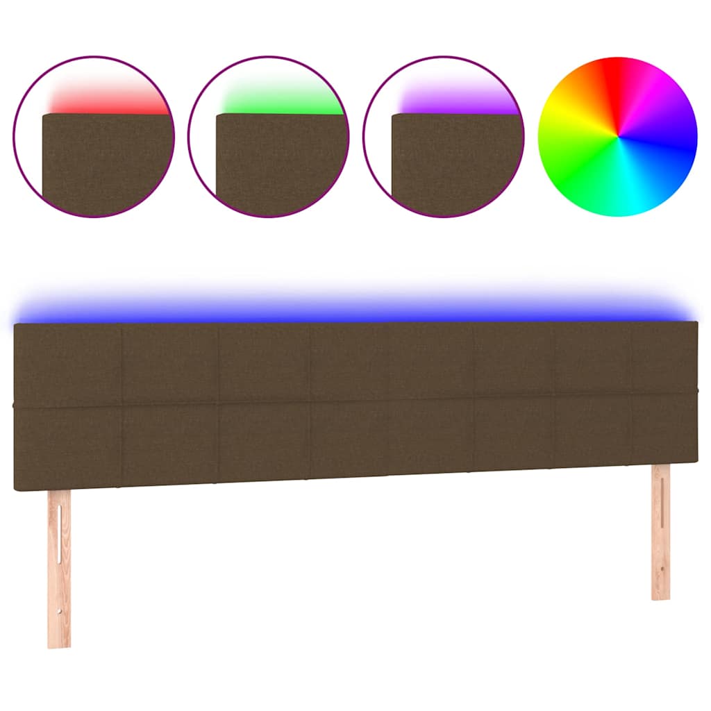 Sötétbarna szövet LED-es fejtámla 200x5x78/88 cm 2