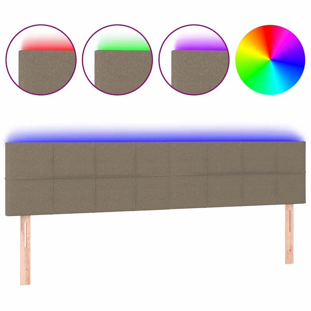 Tópszínű szövet LED-es fejtámla 200x5x78/88 cm 2