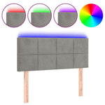 Világosszürke bársony LED-es fejtámla 80 x 5 x 78/88 cm 2