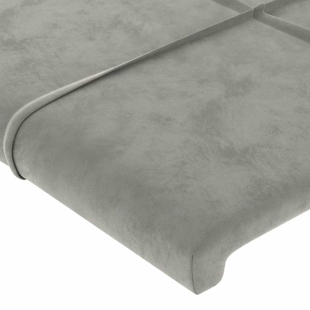 Világosszürke bársony LED-es fejtámla 80 x 5 x 78/88 cm 5