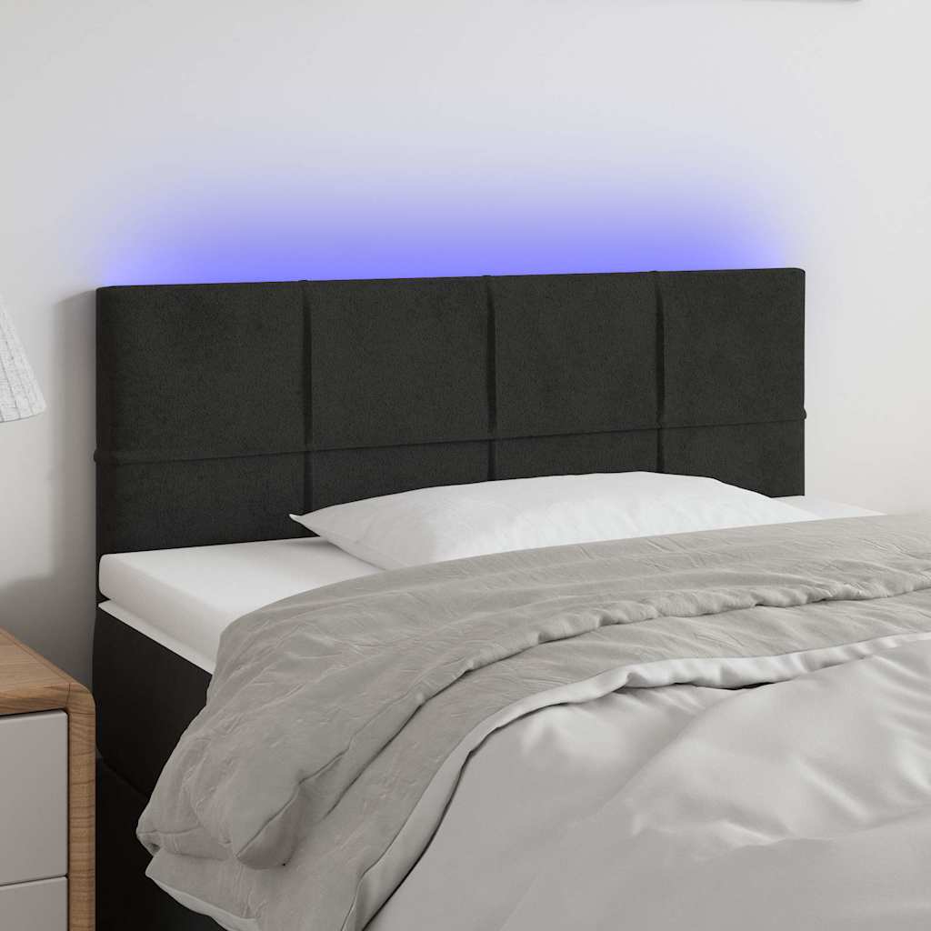 Fekete bársony LED-es fejtámla 80 x 5 x 78/88 cm