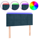 Sötétkék bársony LED-es fejtámla 90x5x78/88 cm 2
