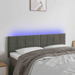 Sötétszürke bársony LED-es fejtámla 144x5x78/88 cm
