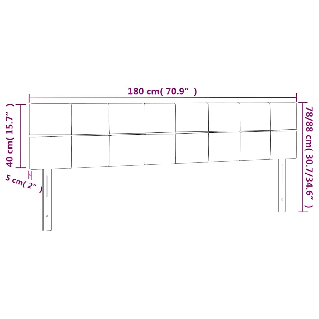 Sötétszürke bársony LED-es fejtámla 180x5x78/88 cm 6