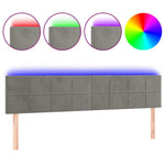 Világosszürke bársony LED-es fejtámla 200x5x78/88 cm 2