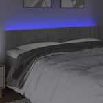 Világosszürke bársony LED-es fejtámla 200x5x78/88 cm 3
