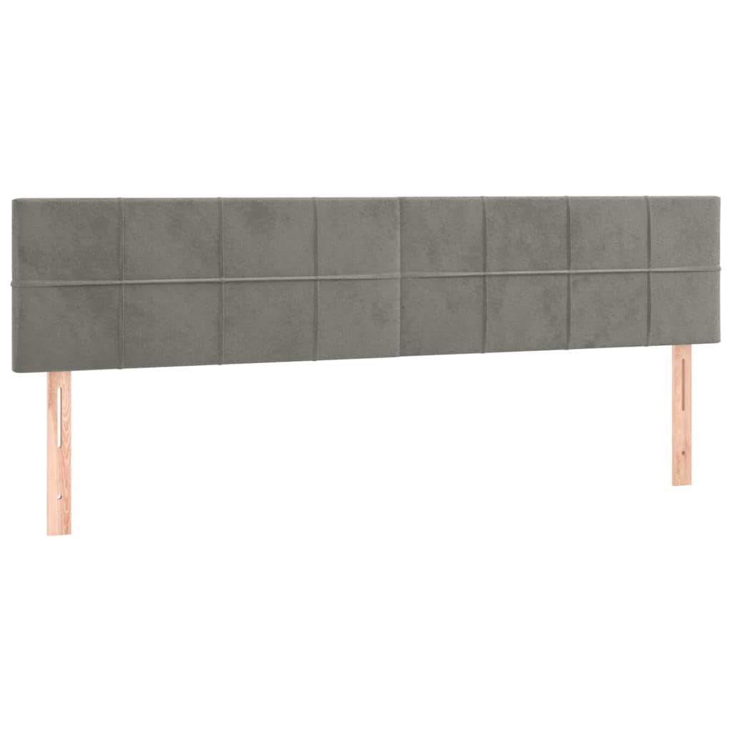 Világosszürke bársony LED-es fejtámla 200x5x78/88 cm 4