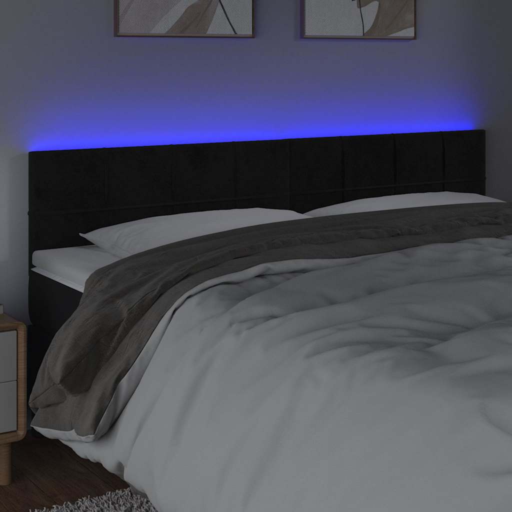 Fekete bársony LED-es fejtámla 200x5x78/88 cm 3
