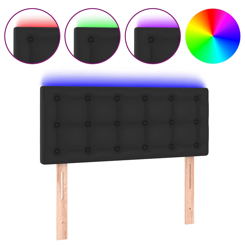 Fekete műbőr LED-es fejtámla 80 x 5 x 78/88 cm 2