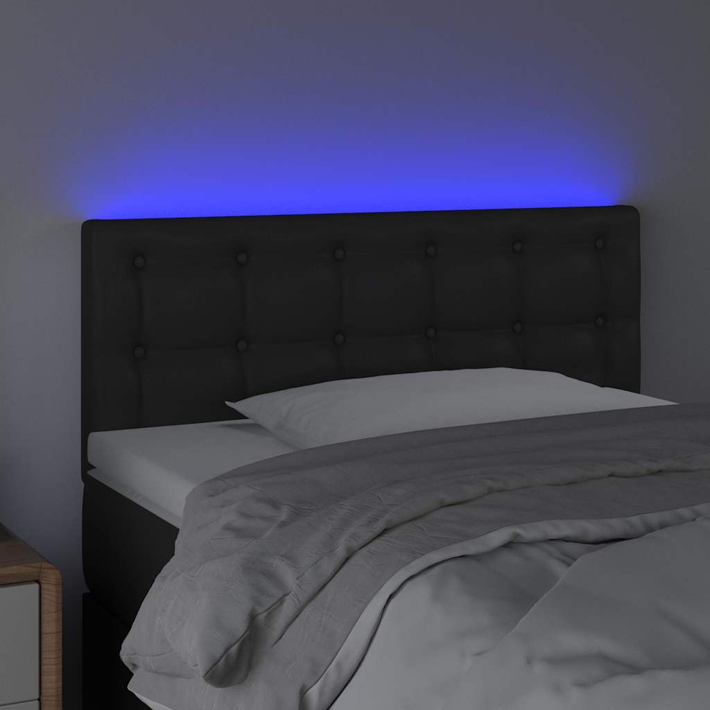 Fekete műbőr LED-es fejtámla 80 x 5 x 78/88 cm 3