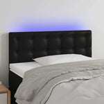 Fekete műbőr LED-es fejtámla 80 x 5 x 78/88 cm