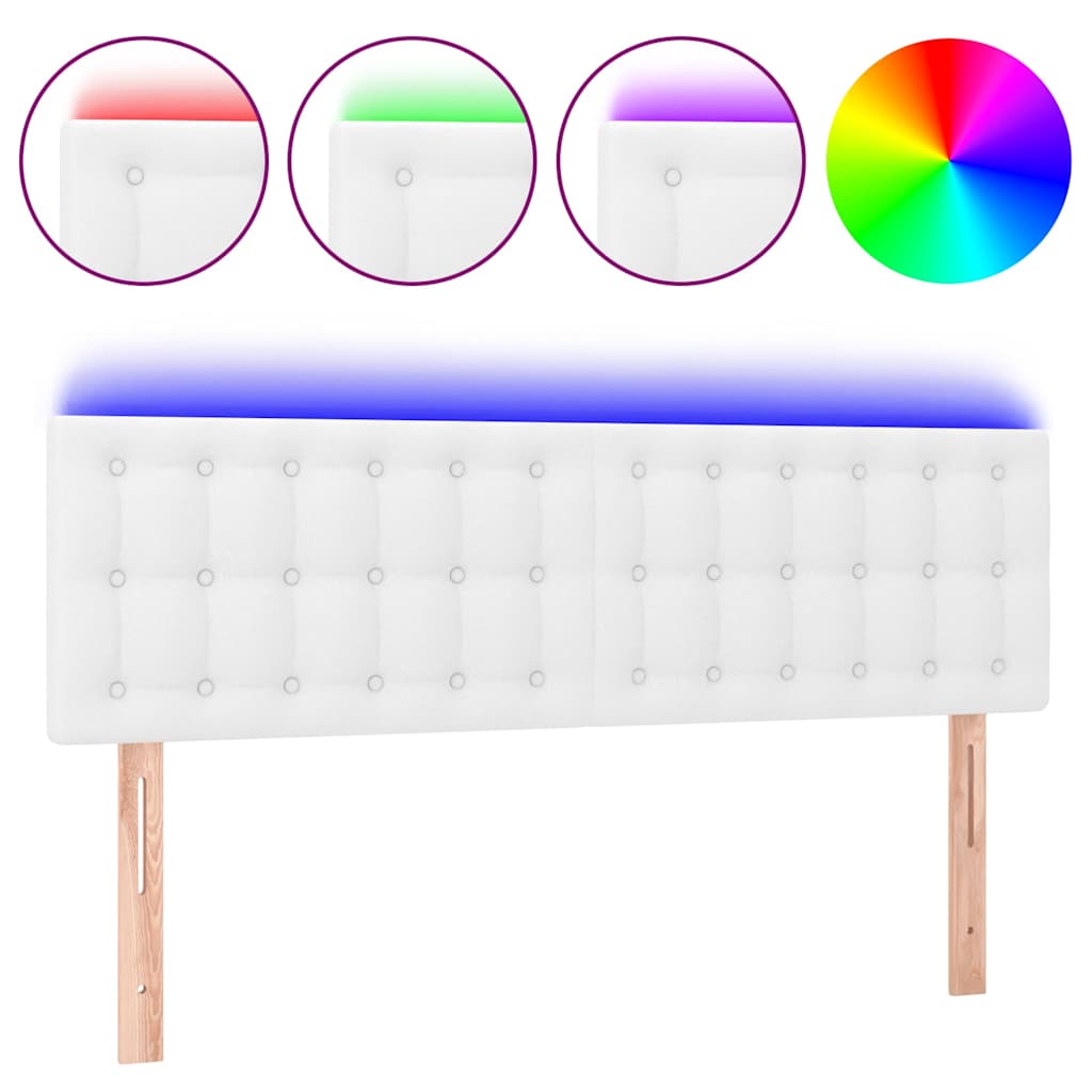 Fehér műbőr LED-es fejtámla 144 x 5 x 78/88 cm 2