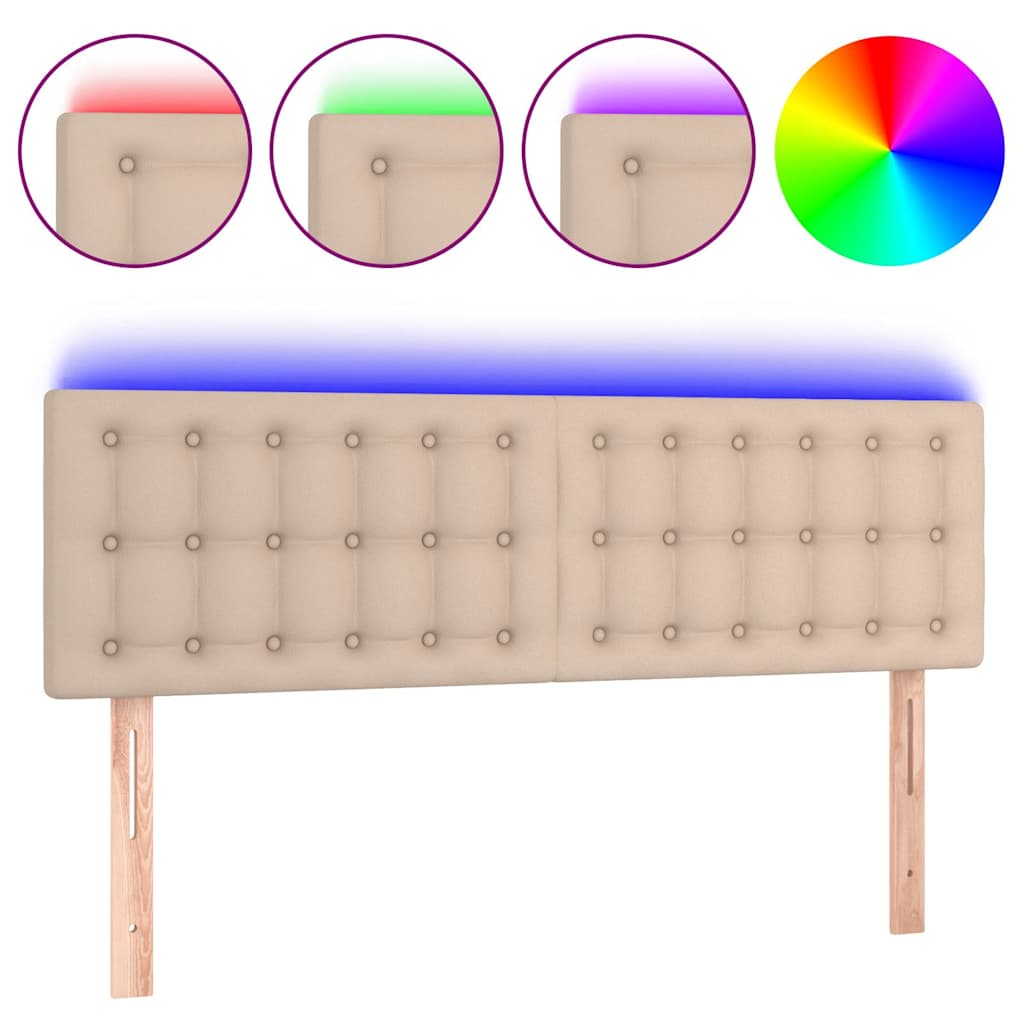 Cappuccino színű műbőr LED-es fejtámla 144 x 5 x 78/88 cm 2