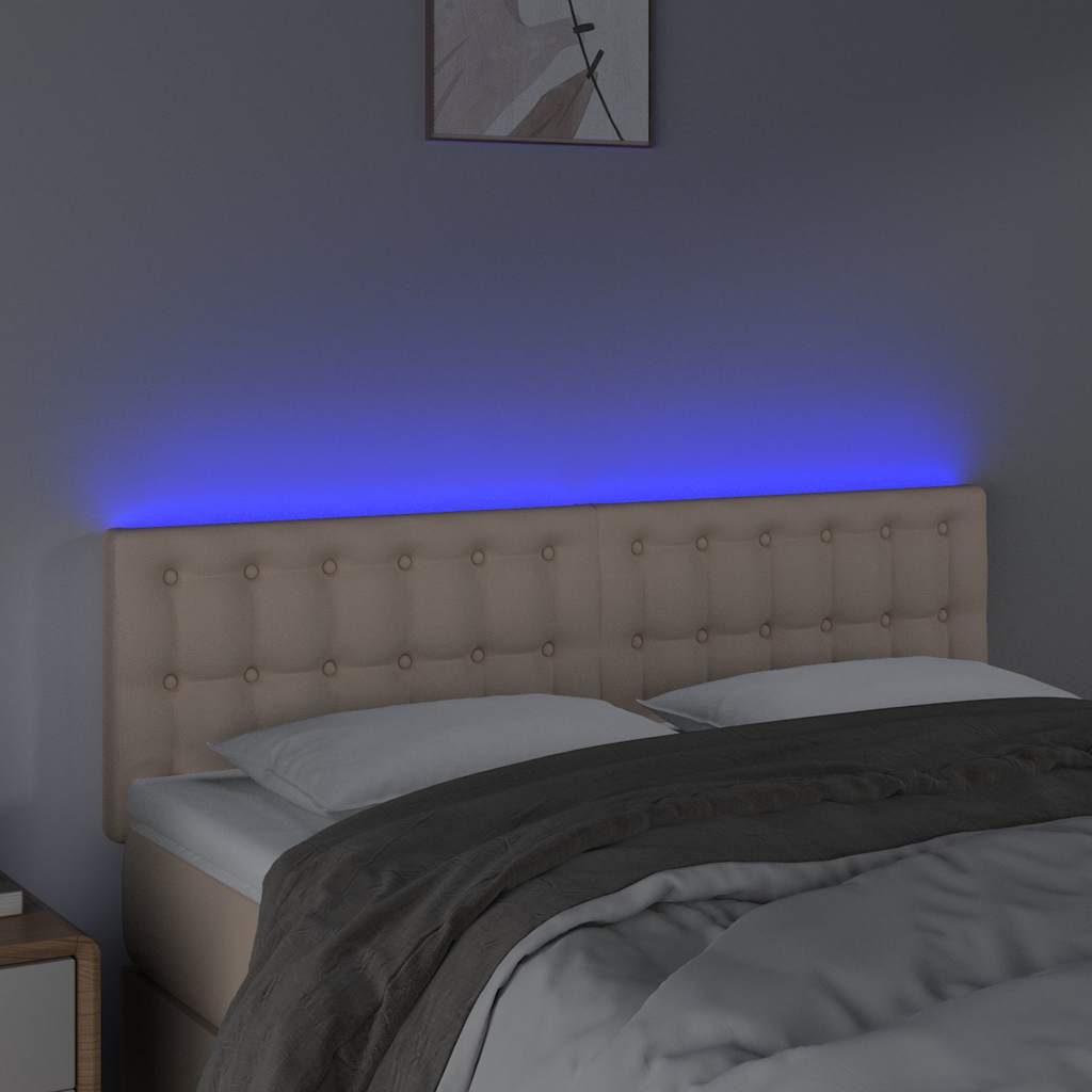Cappuccino színű műbőr LED-es fejtámla 144 x 5 x 78/88 cm 3