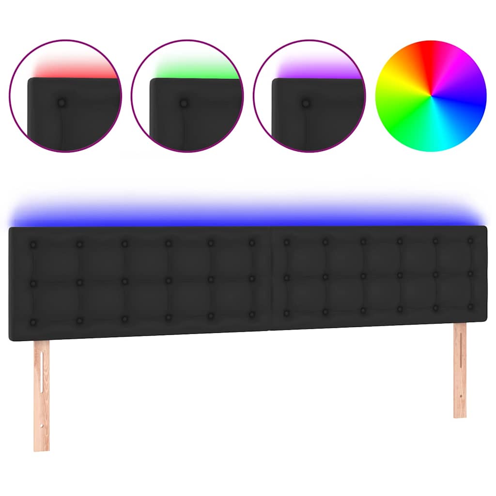 Fekete műbőr LED-es fejtámla 160 x 5 x 78/88 cm 2