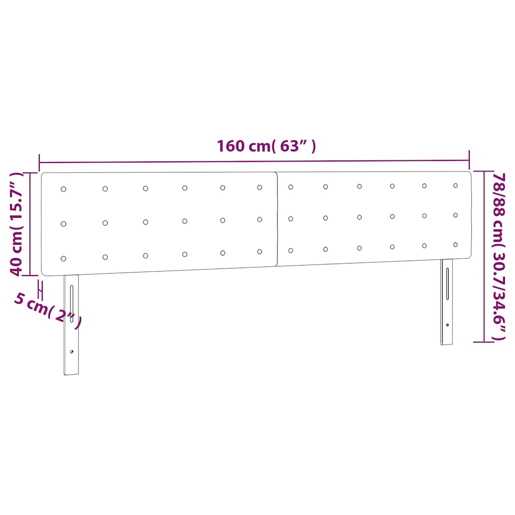 Fekete műbőr LED-es fejtámla 160 x 5 x 78/88 cm 6