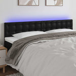 Fekete műbőr LED-es fejtámla 160 x 5 x 78/88 cm