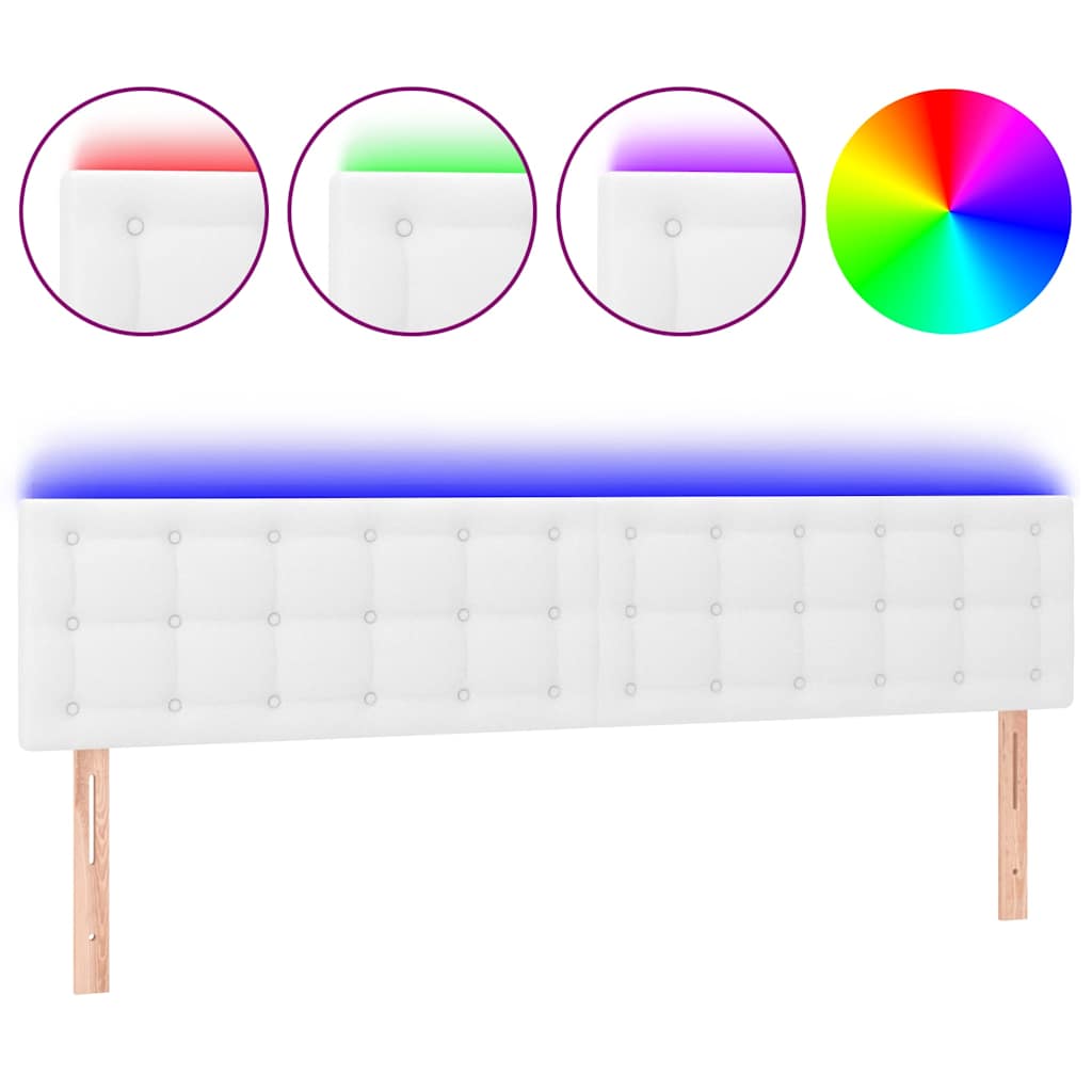 Fehér műbőr LED-es fejtámla 180 x 5 x 78/88 cm 2